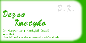 dezso kmetyko business card